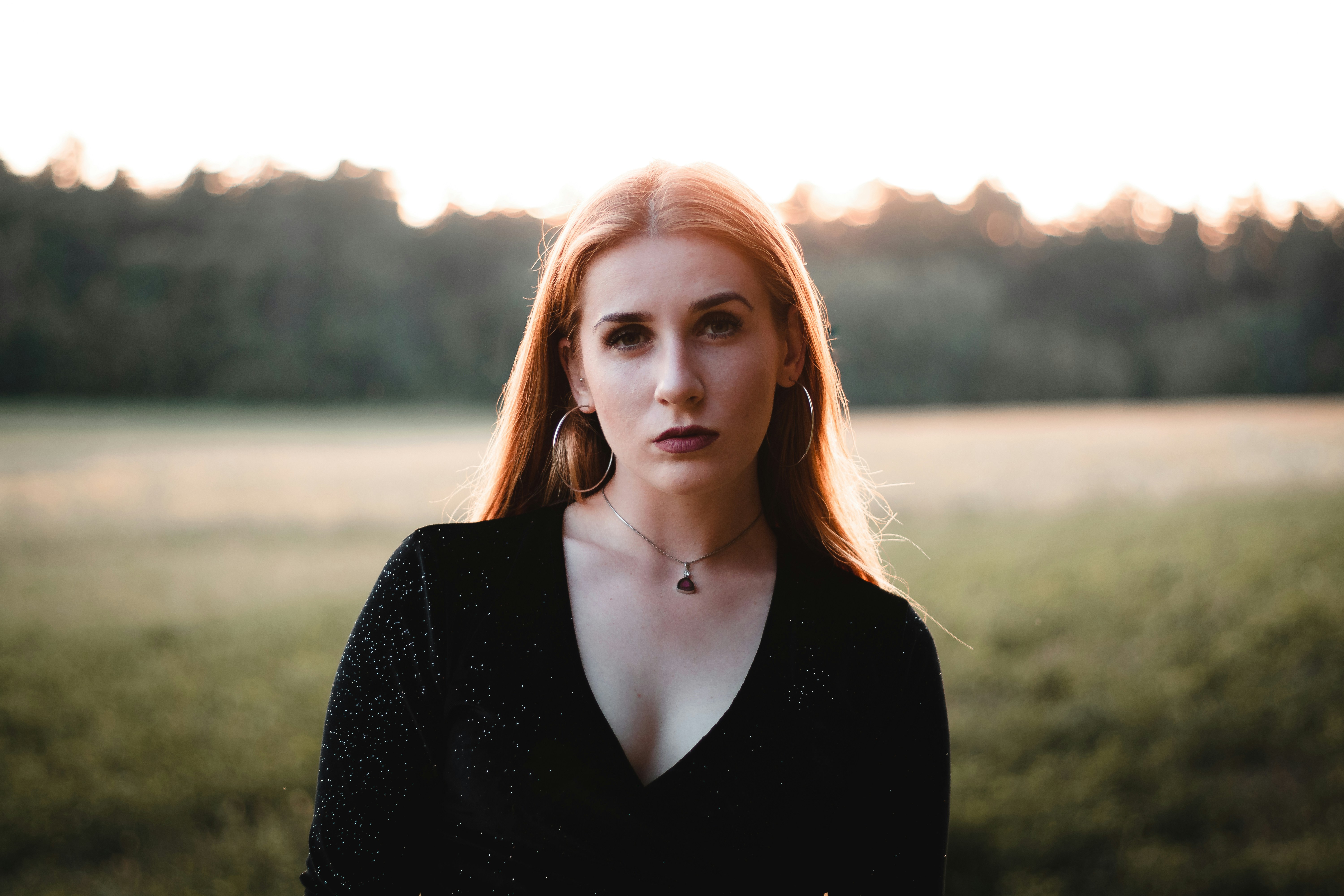Portrait of a woman in a sunset